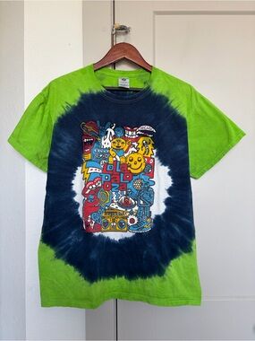 Lollapalooza 2023 Tie Dye Graphic T-Shirt Green Festival Tee Mens large